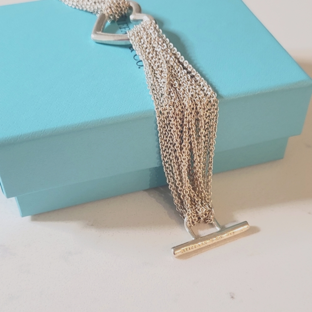 Tiffany & Co Heart Multi Strand Toggle Bracelet 7.5". - Picture 6 of 7